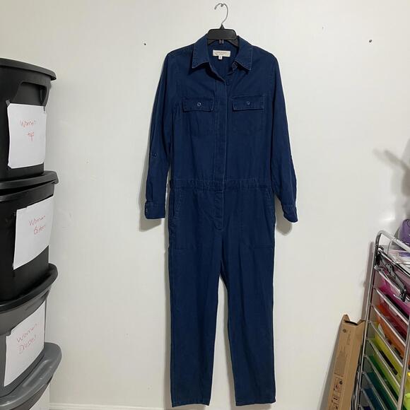 Max Studio Vintage Denim Jumpsuit Women Size Medium New $148 - Picture 1 of 5
